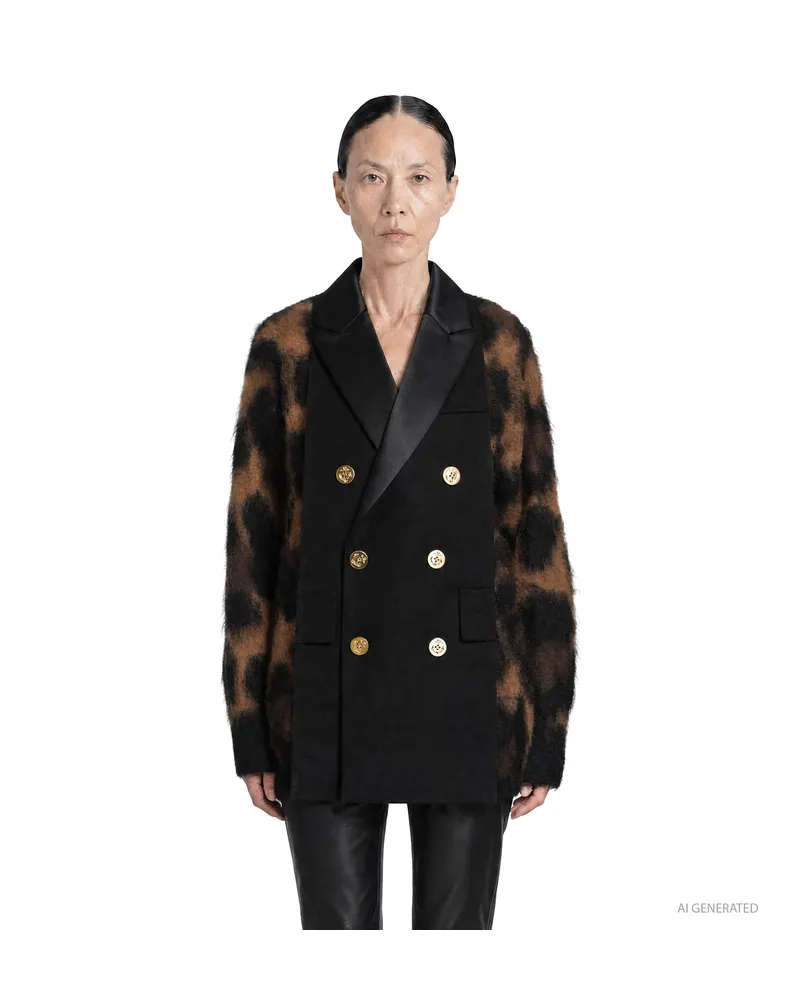 Sacai Leopard Wool Knit Cardigan Brown