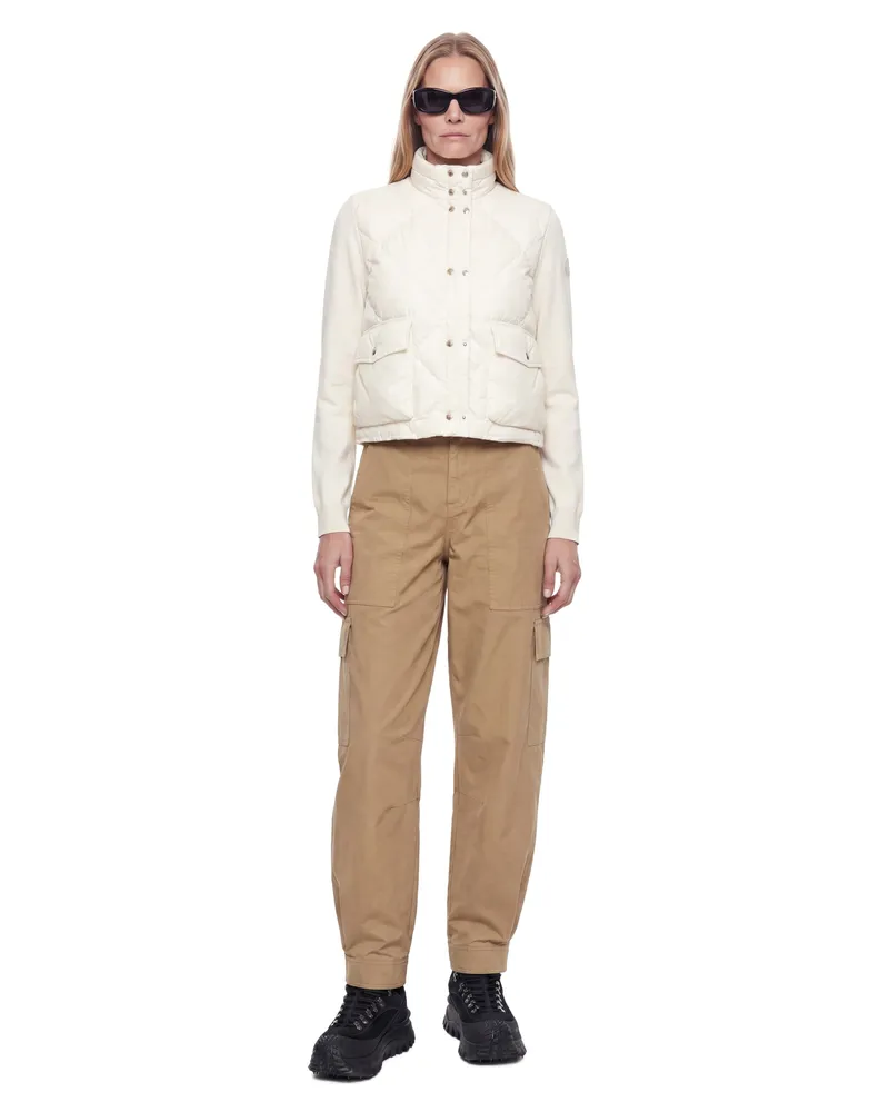 Moncler Froissé Technique Trousers Beige