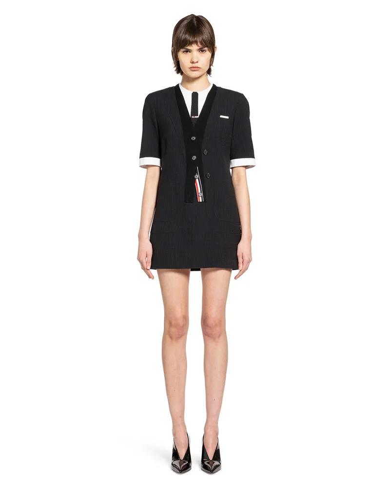 Thom Browne Trompe L'Oeil Patch Pocket Mini Dress Black