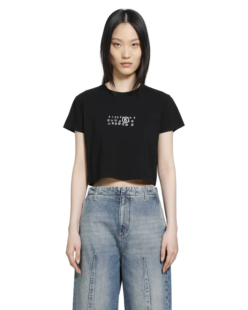 Maison Margiela Signature Numeric Cropped T-Shirt Black