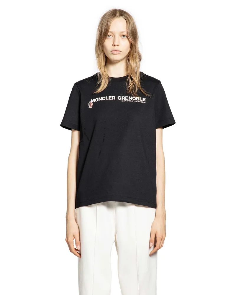 Moncler WOMAN BLACK T-SHIRTS & TANK TOPS Black