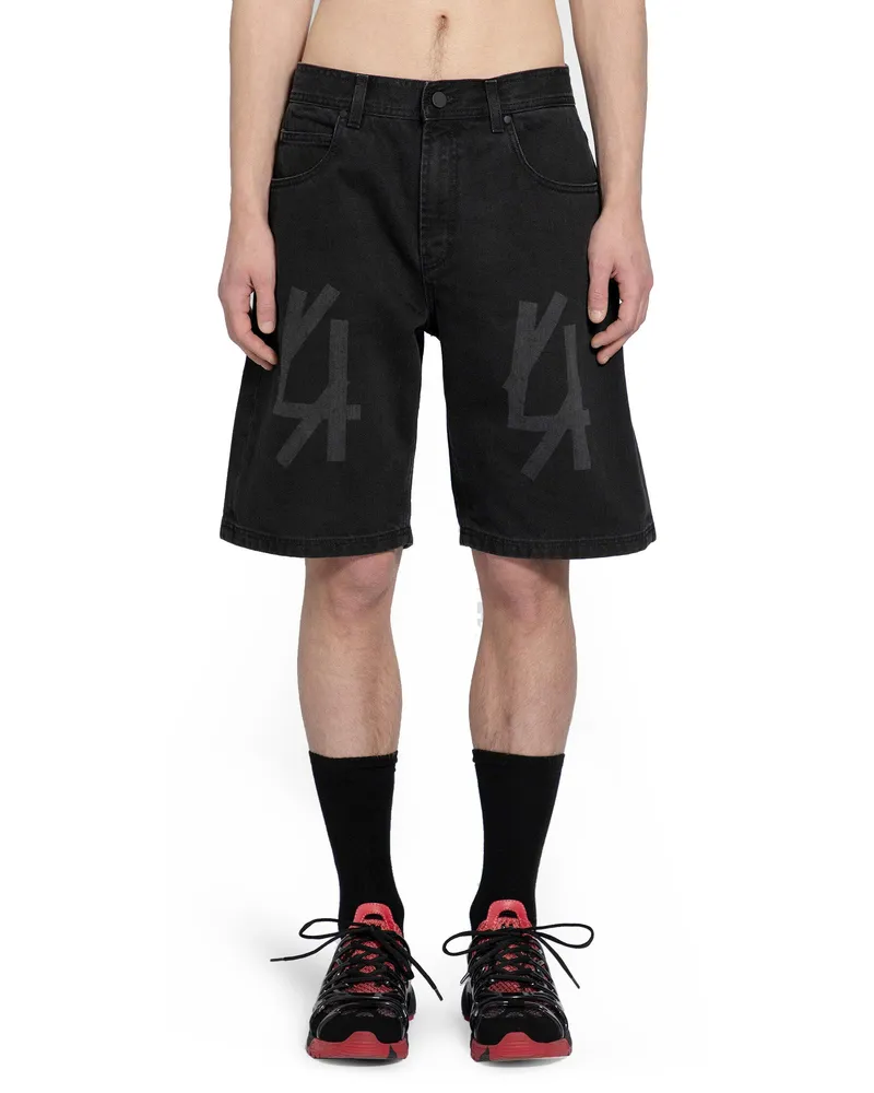 44 LABEL GROUP Logo denim shorts Black