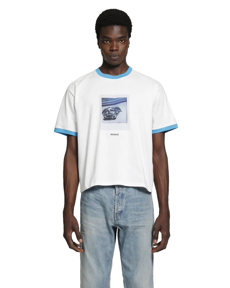 Versace Printed Cotton Jersey Regular T-Shirt White