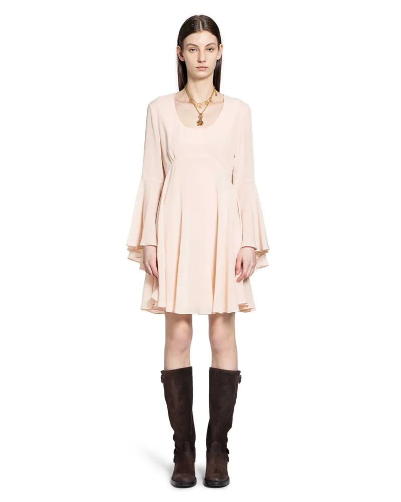Chloé Flared Silk Georgette Mini Dress Pink