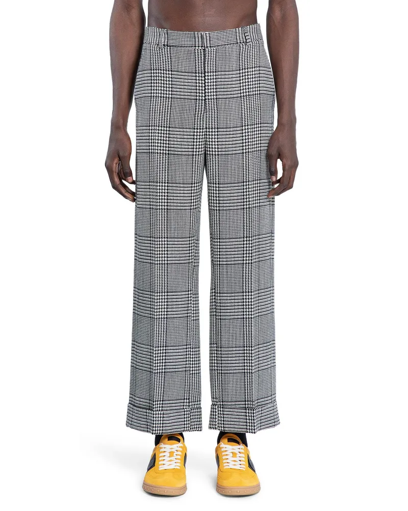 Valentino Garavani Prince Of Wales Check Turn-Up Trousers Black&white