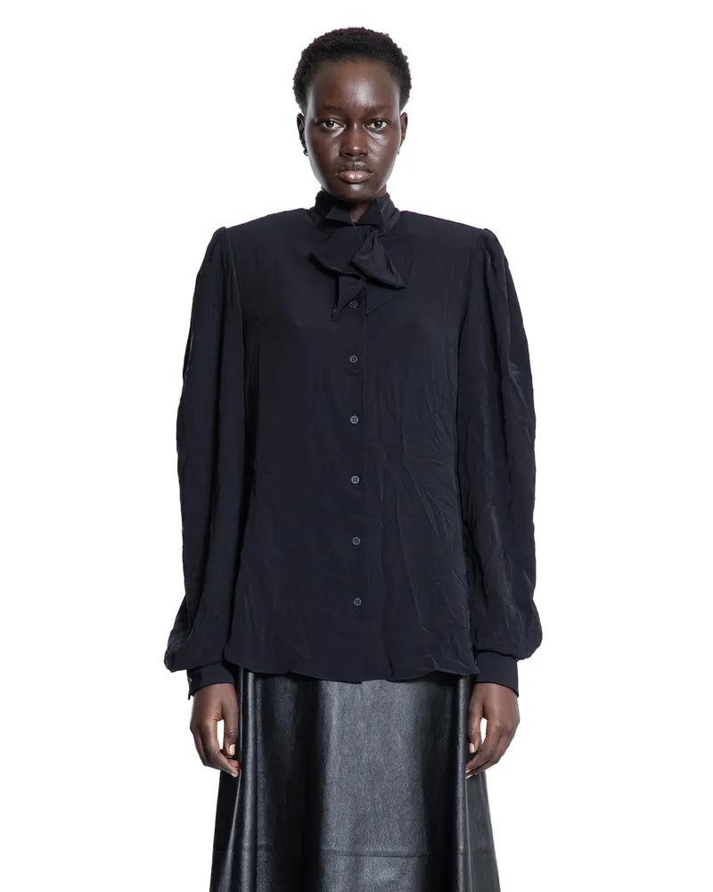 Balenciaga Bow Blouse in fluid technical Crêpe Black