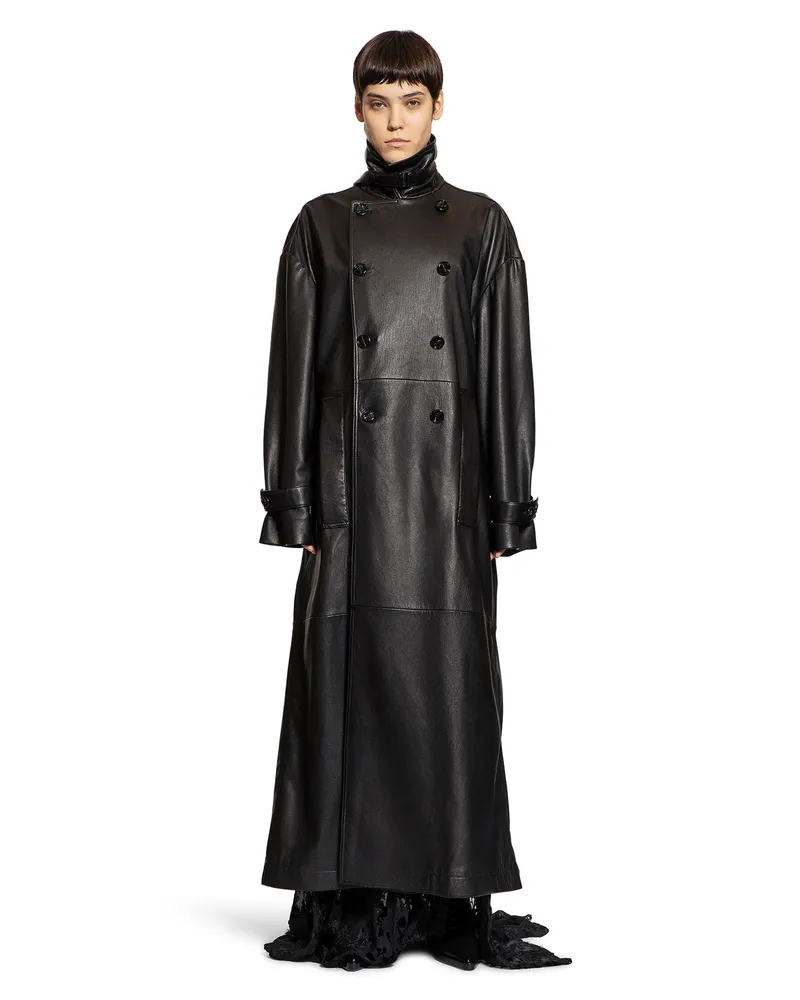 Ann Demeulemeester Ansa Double Breasted Trench Coat Black