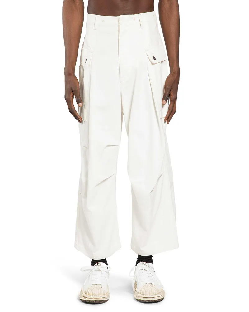 KAPITAL Herringbone Jumbo Monkey Pants White