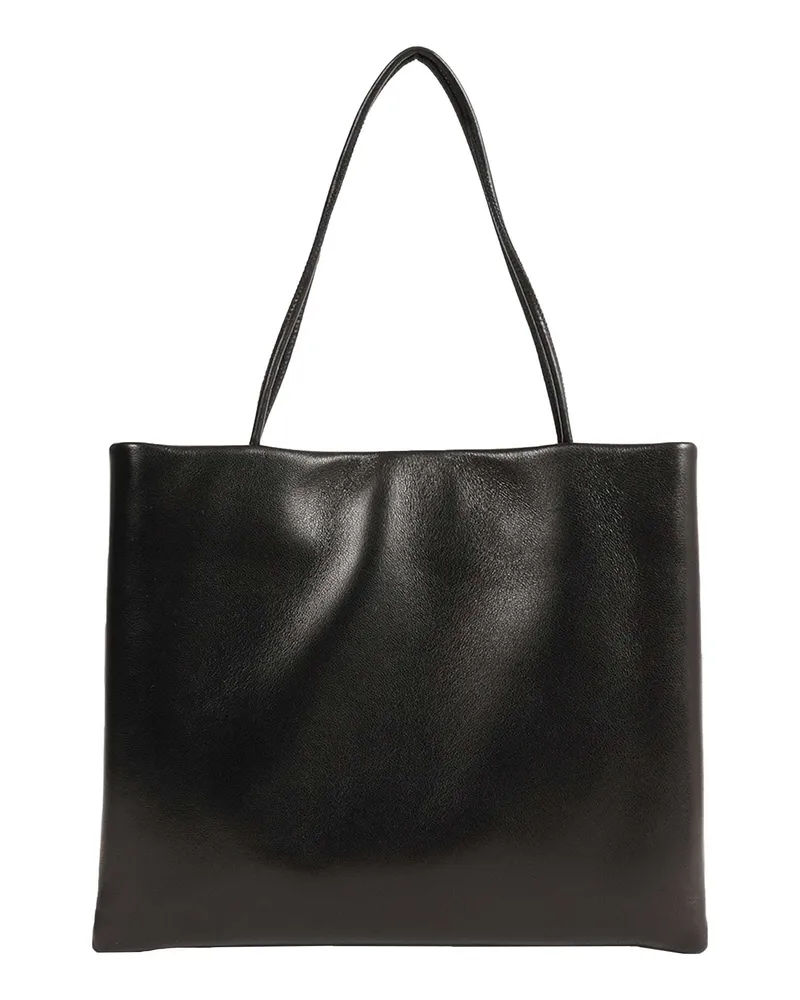 The Row Leather Cecily Top Handle Bag Black