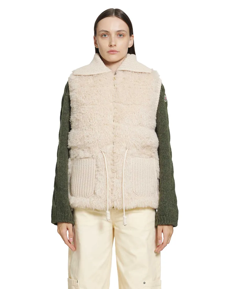 Moncler Wool & Cashmere Blend Down Vest Beige