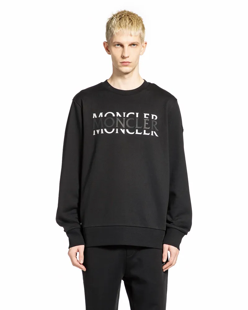 Moncler Logo Cotton Jersey Sweatshirt Black