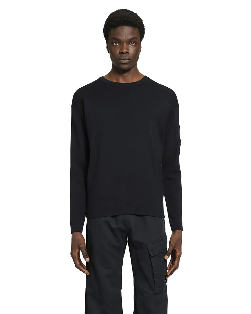 C.P. Company Cotton Sea Island Lens Sweater Blue