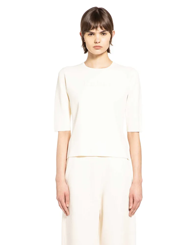 Max Mara Viscose Nylon Short Sleeve Top White