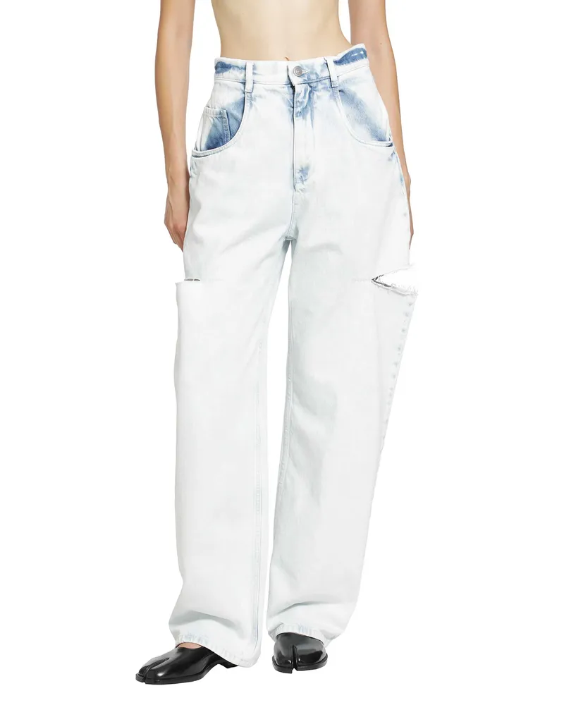 Maison Margiela Bleached Cut-out Jeans Blue