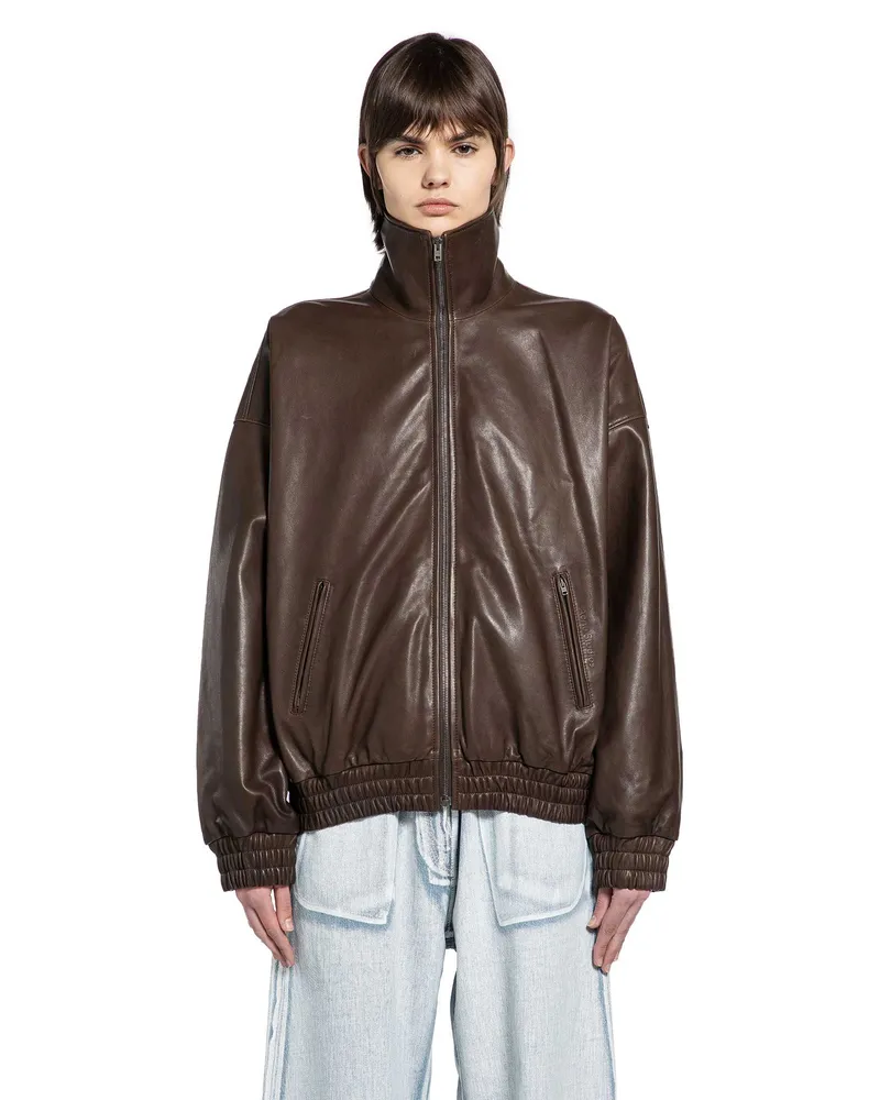 Acne Studios Leather Jacket Brown