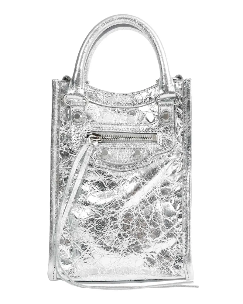 Balenciaga Le City Tote Phone Holder Silver