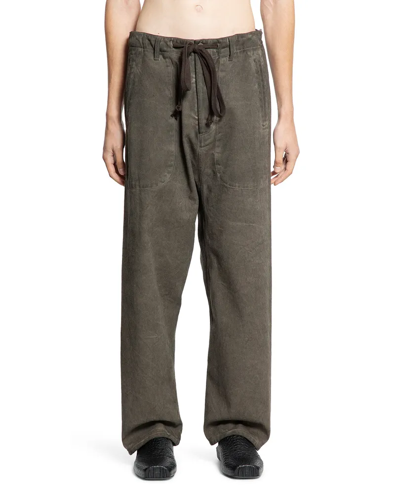 Uma Wang Overdyed Denim Drawstring Pants Brown