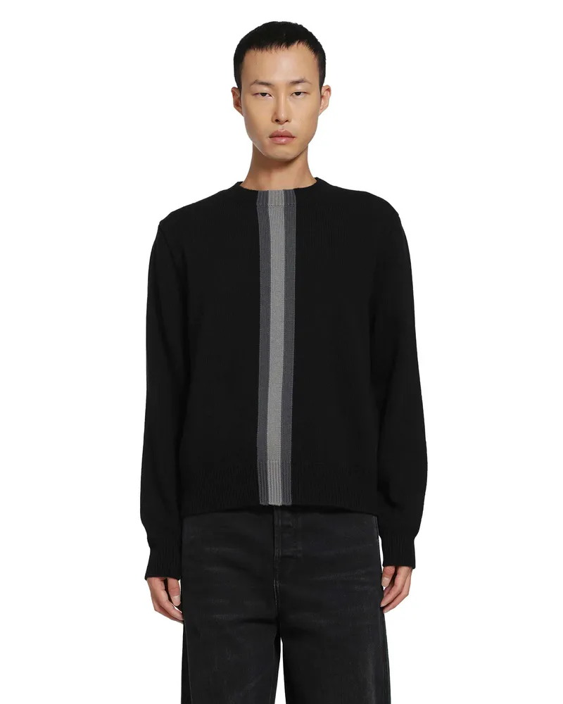 Gucci Knit Wool Sweater With Muted Web Black