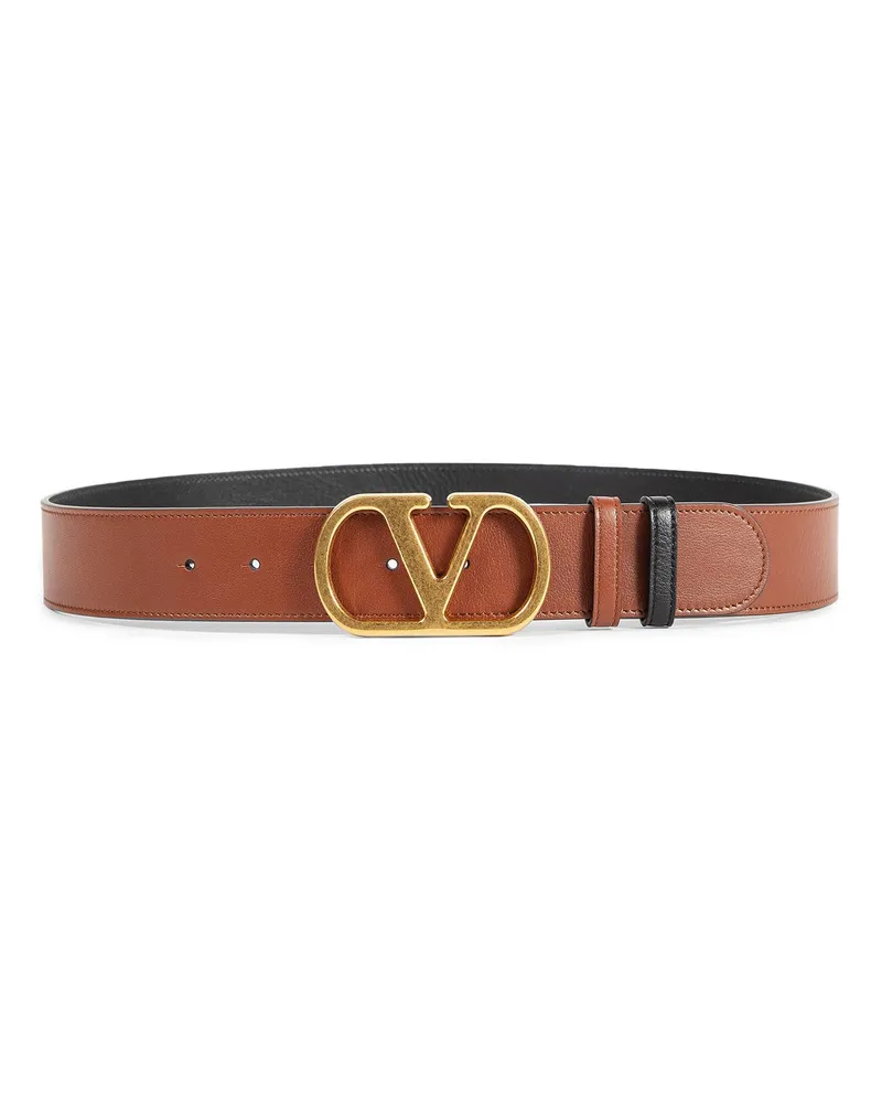 Valentino Garavani VLogo Signature Calfskin Belt 30 MM Brown
