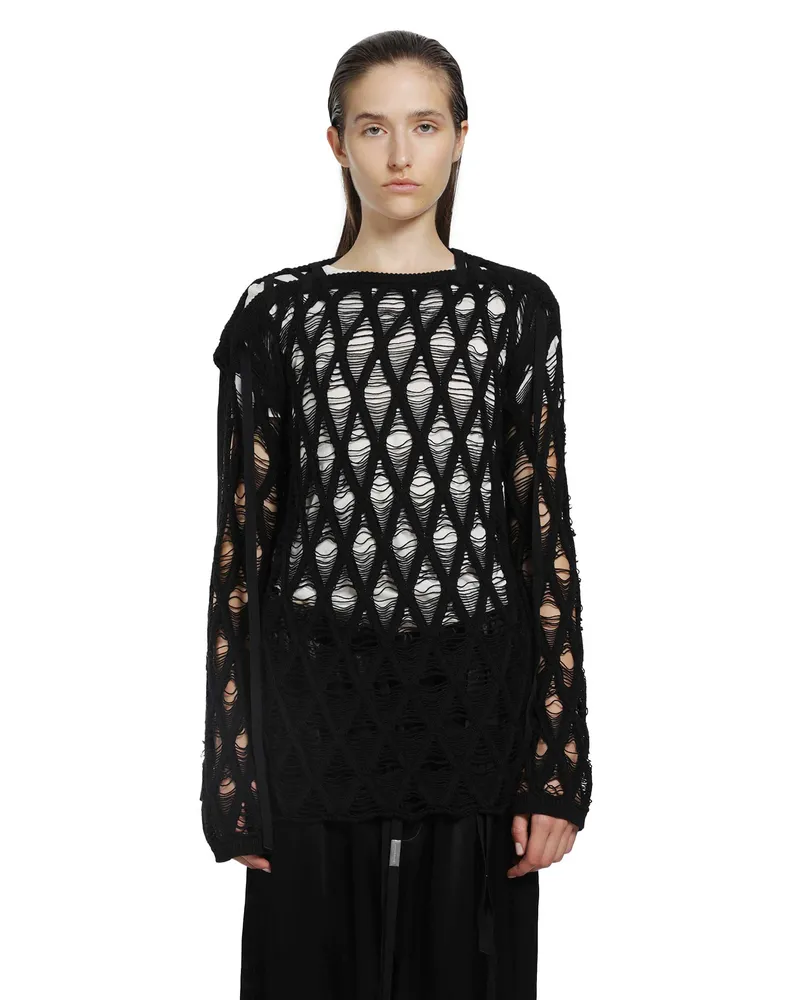 Ann Demeulemeester Izabel Diamond Stitch Sweater Black