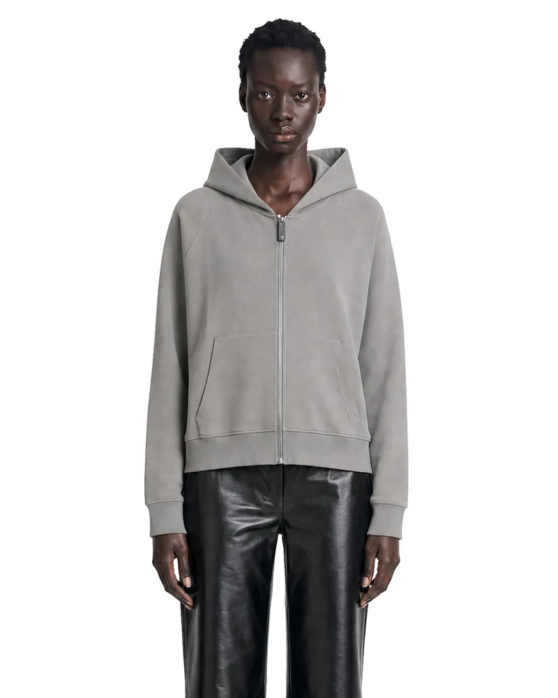 Max Mara Technical Cotton Zip-Up Hoodie Grey