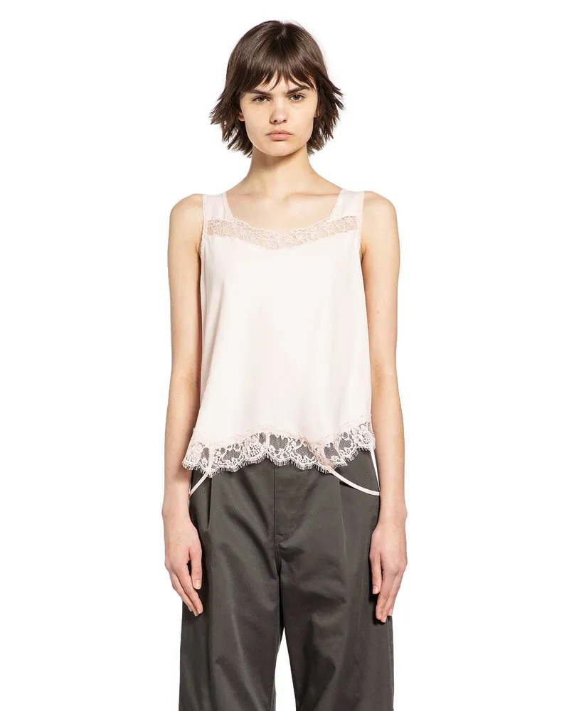Maison Margiela Mirrored Lace Slip Top Pink