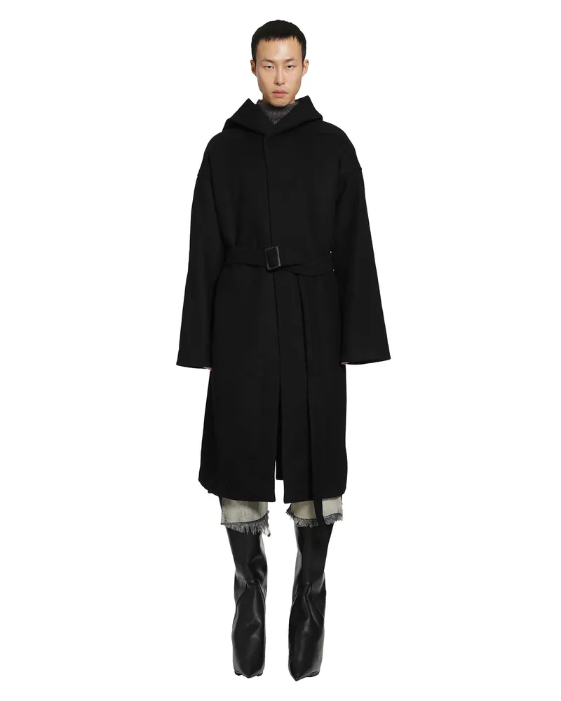 Rick Owens Tower Tower Coat in Melton Black