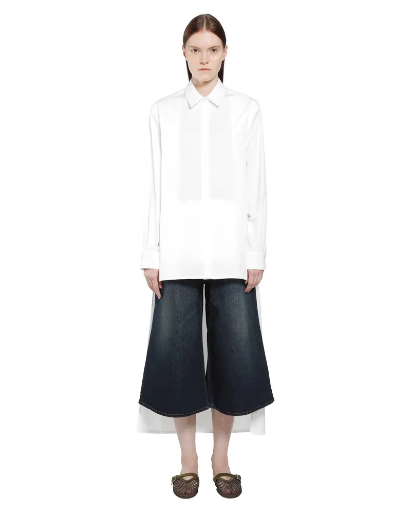 Alaïa Asymmetric Cotton Poplin Shirt White
