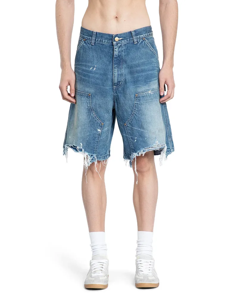 Saint Michael Double Knee Shorts Blue