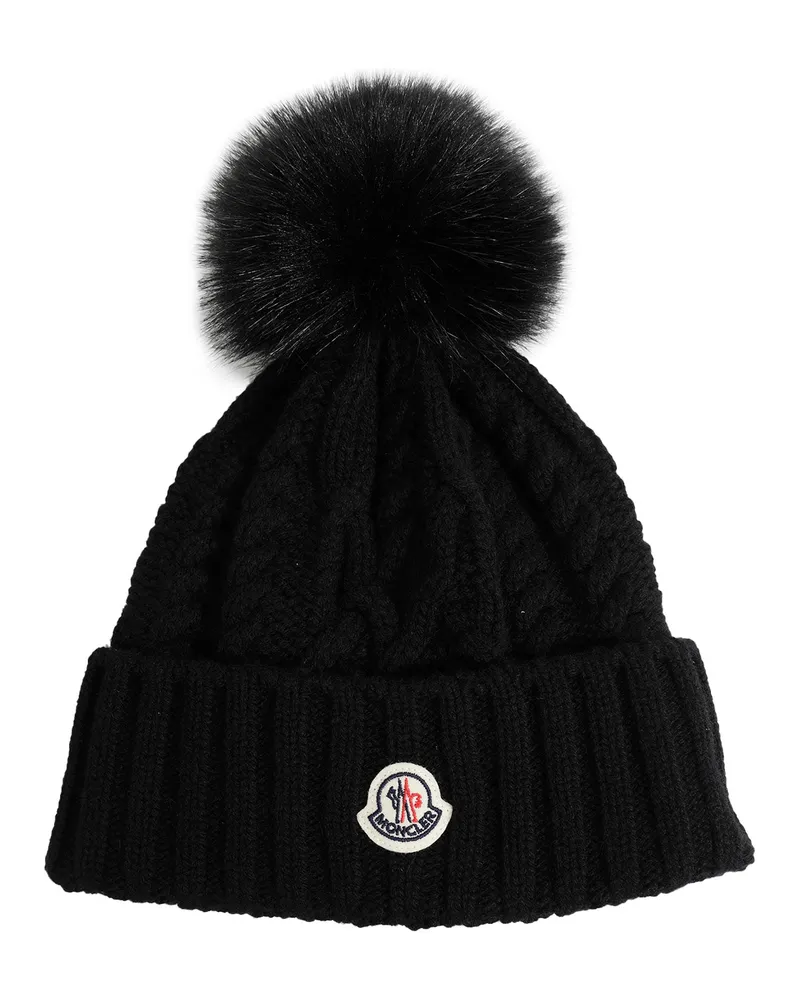 Moncler Wool Blend Beanie With Pom Pom 