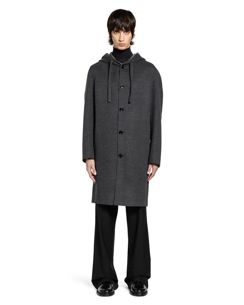 LARDINI Double Wool Parka Grey