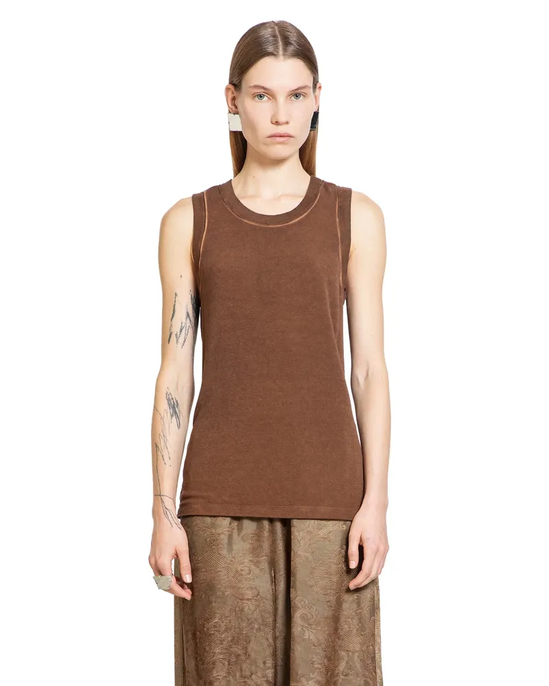 Uma Wang WOMAN BROWN T-SHIRTS & TANK TOPS Brown