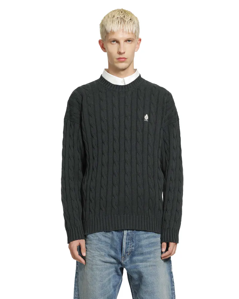 Prada Cotton Crewneck Sweater Black