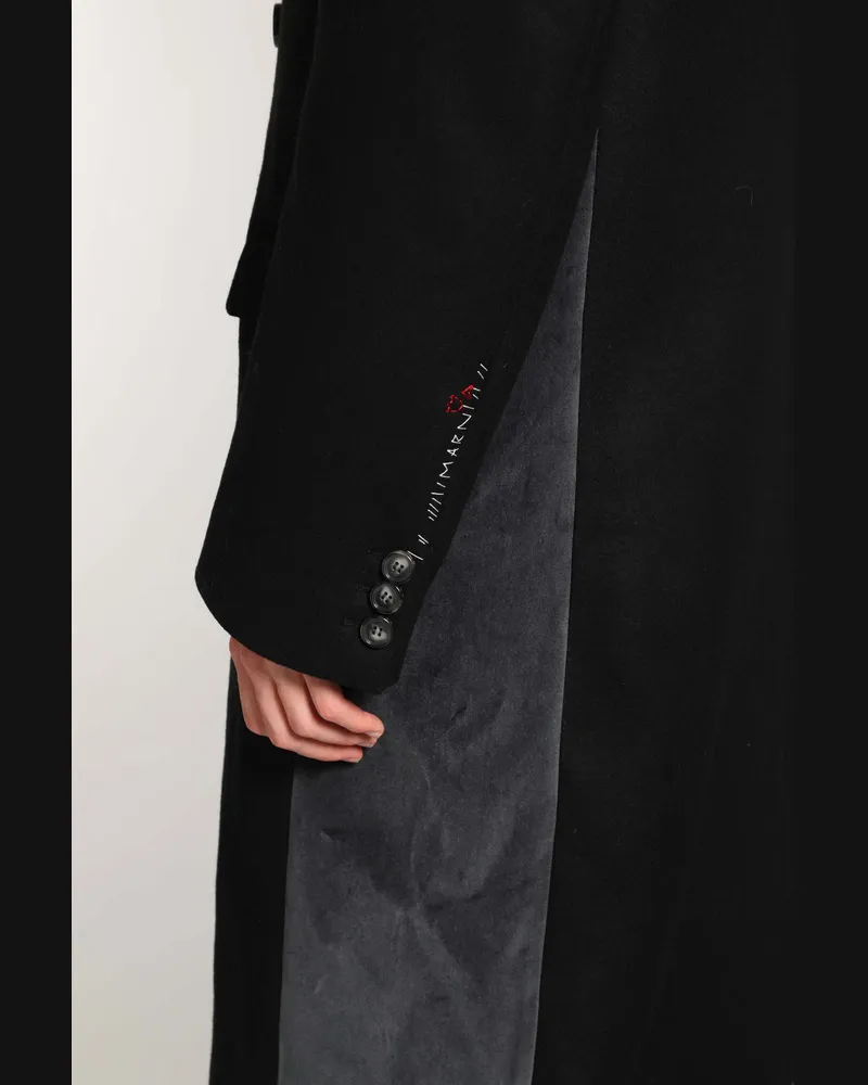 Marni Wool Felt Coat with Fur Trim Black