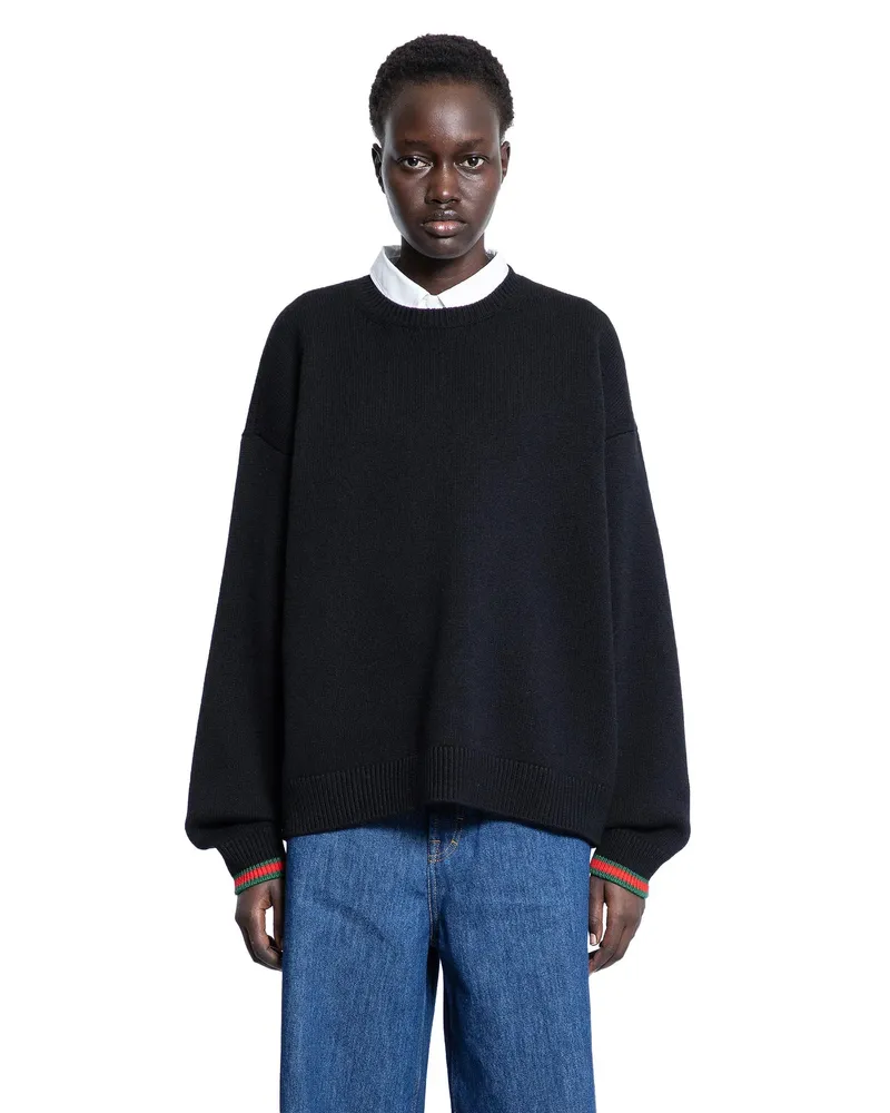Gucci Cashmere Wool Web Sweater Black