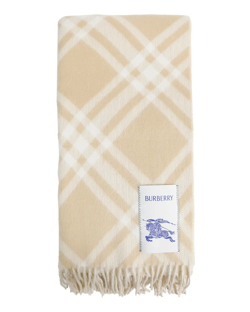 Burberry Check Alpaca Wool Scarf Beige