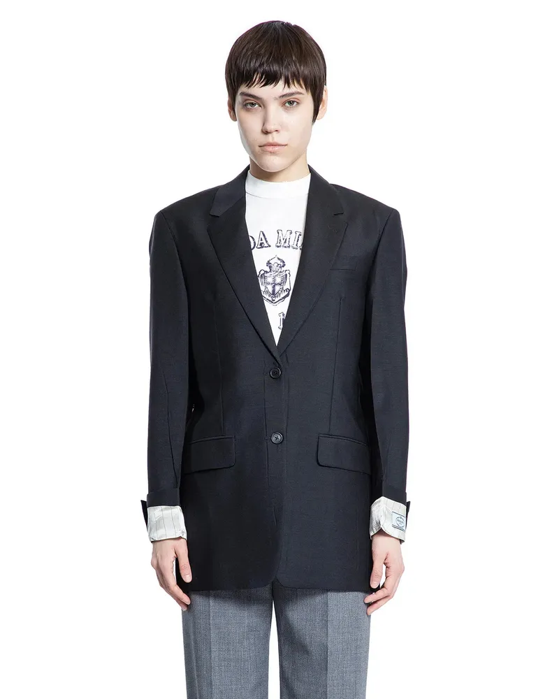 Prada Blazer in mohair per bambini monopetto Black