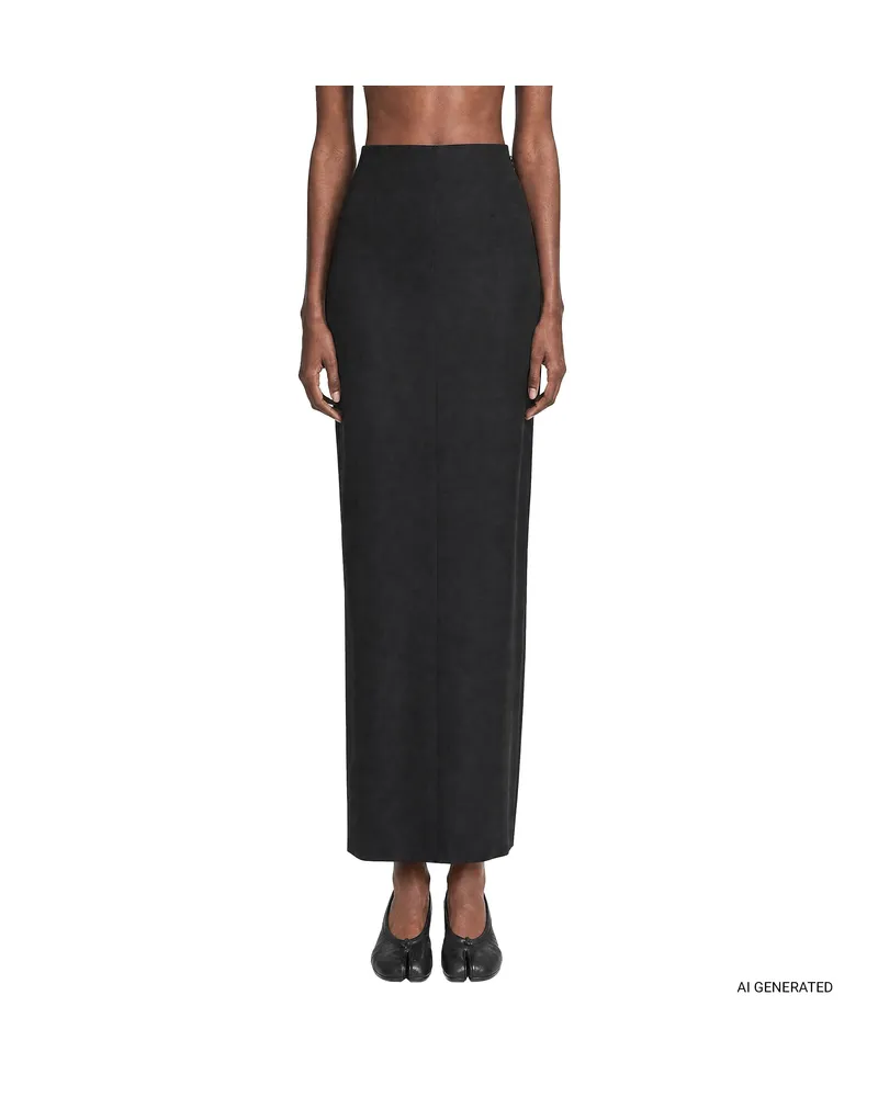 Maison Margiela Wool Twill Maxi Skirt Black