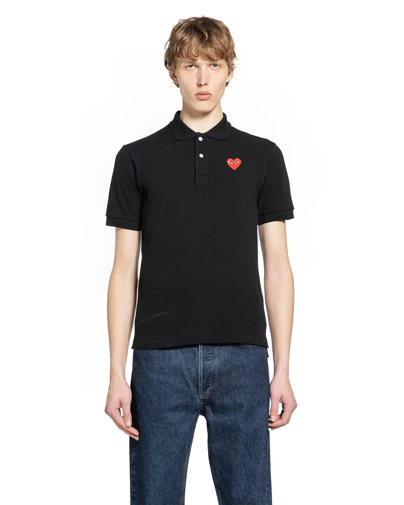 Comme des Garçons Heart Cotton Piqué Polo Shirt Black