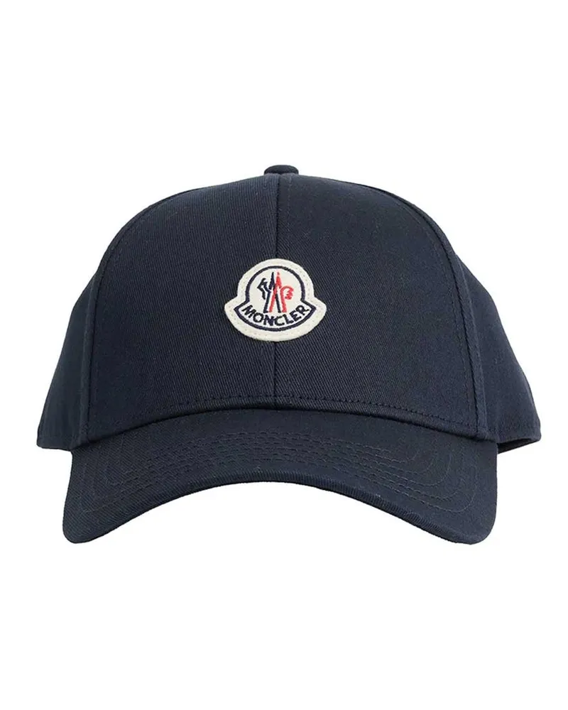 Moncler Cotton Gabardine Baseball Cap Blue
