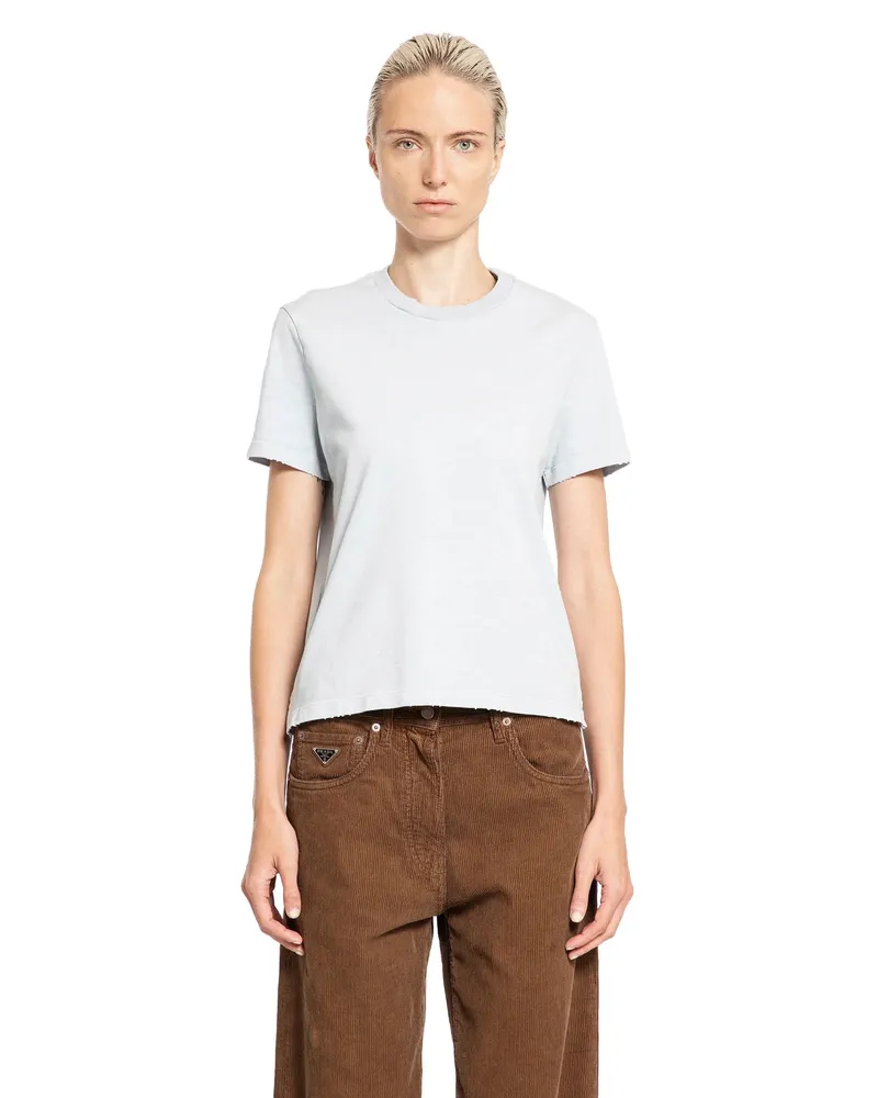 Prada Straight Fit Jersey T-Shirt Blue