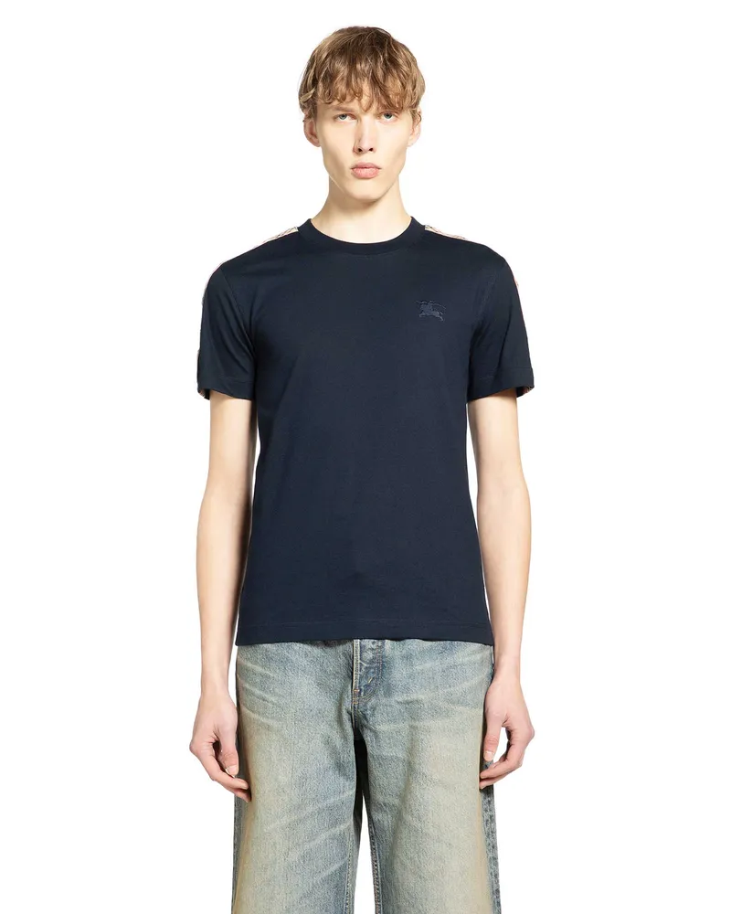 Burberry Check Trim Cotton T-Shirt Black