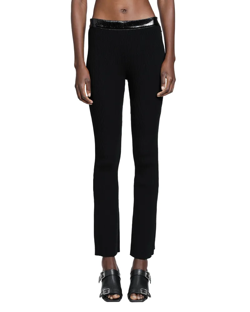 Courrèges Vinyl And Knit Flare Pants Black