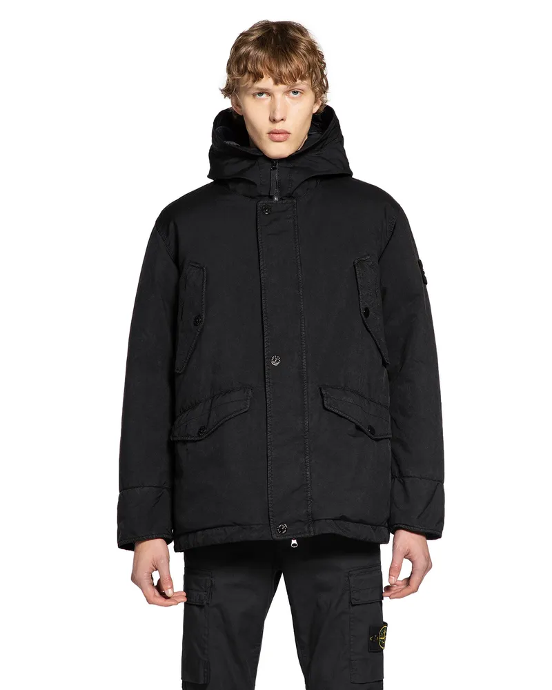 Stone Island MAN BLACK COATS Black