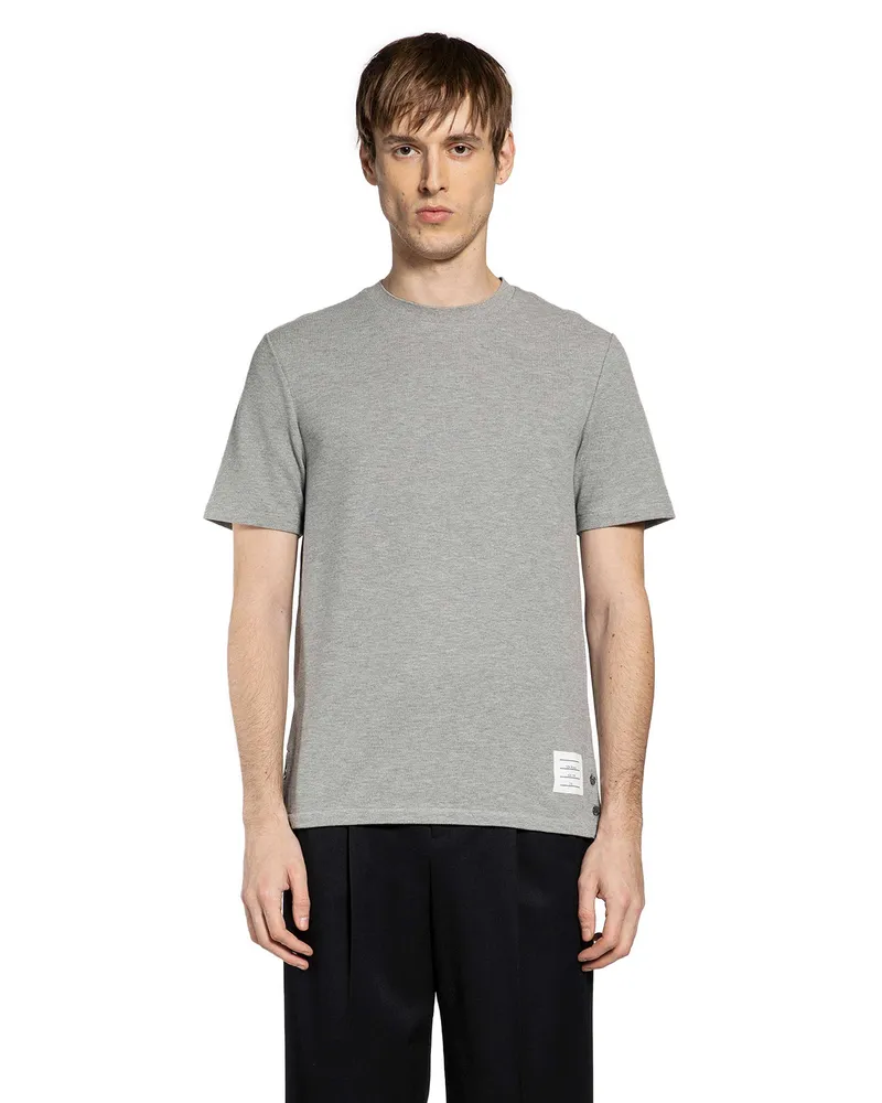 Thom Browne Piqué Centerback Striped T-Shirt Grey
