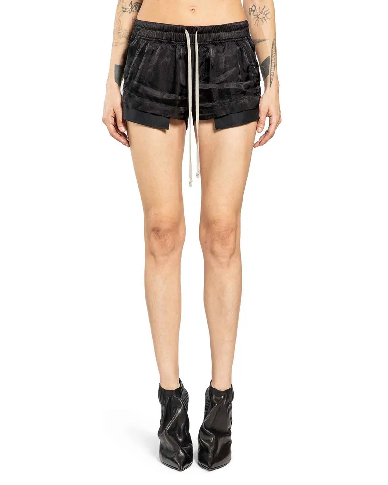Rick Owens Temple Fog Boxers in Cupro Satin Black