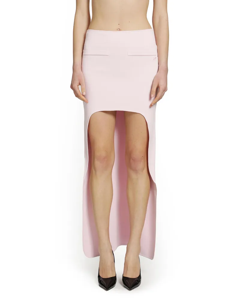 Courrèges Circle Edged Long Knit Skirt Pink