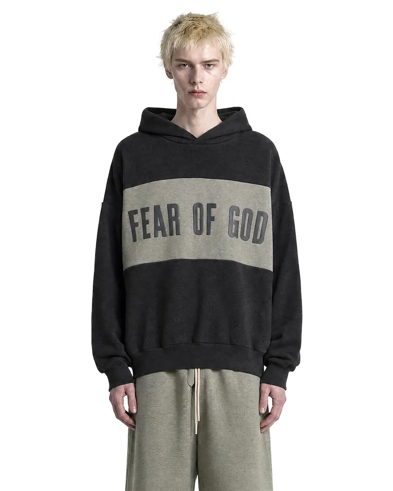 Fear of God Cropped Relaxed Panelled Hoodie Grey