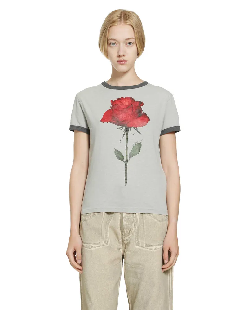 Acne Studios Rose Graphic T-Shirt Grey