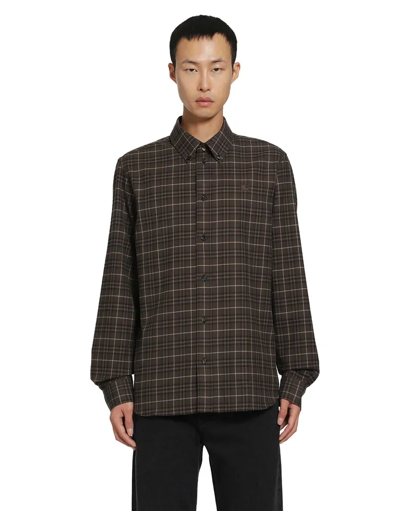 Burberry Check Cotton Shirt Brown
